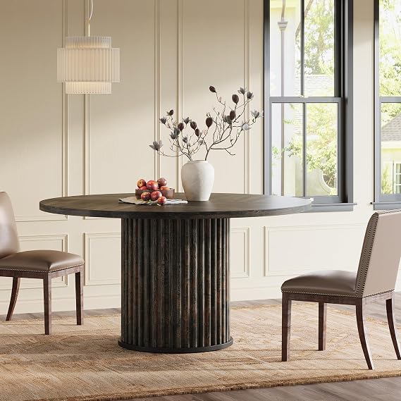 Tribesigns 47.24" Brown Round Dining Table for 4-6 People