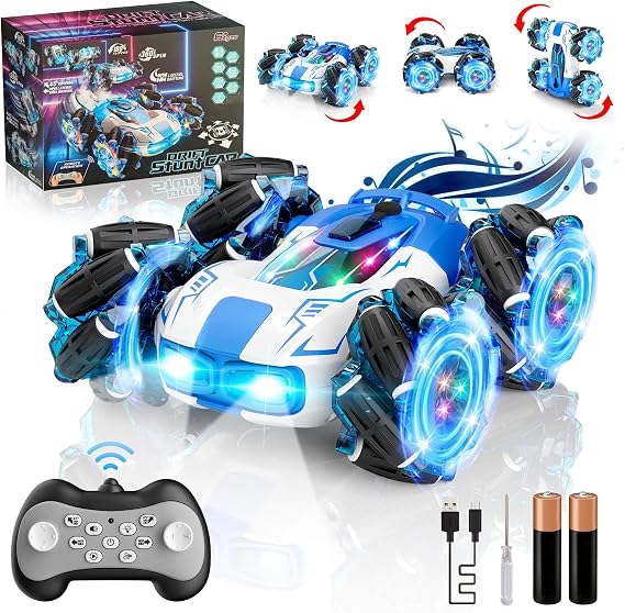 OSIMILY Remote Control Car 4WD with 360 Rotating Drift Stunt Rc Cars | 2.4GHz Remote Control with Cool Lights,All-Terrain Off-Road Toy | Ideal Christmas & Birthday Gift for Kids Ages 4-7 8-10 10-13