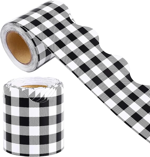 URATOT 65.6 Feet Bulletin Board Decorative Trim Border Trim for Chalkboard WhiteBoard Decoration, White and Black