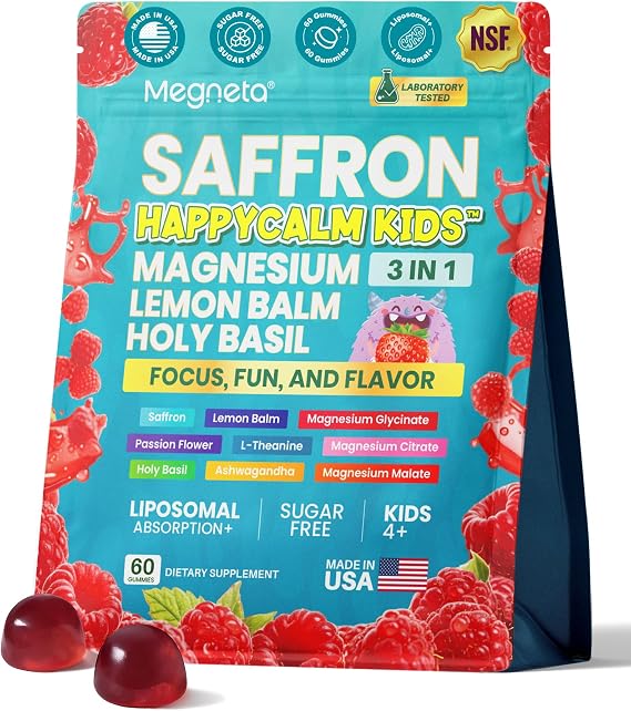 Magnesium Gummies for Kids, Happy Calm & Saffron Gummies Kids