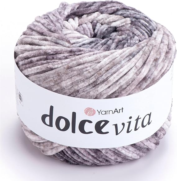 YarnArt Dolce Vita Yarn 100% Micro Polyester, Soft Chenille Yarn for Knitting & Crochet, 150g (5.29 oz), 260m (284 yds), Medium Weight, Ideal for Plush Toys, Blankets & Cozy Projects (3401)