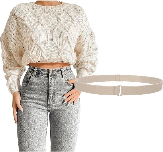 JASGOOD Crop Top Tuck Waist Band Adjustable Band Tucking Sweaters Shirts Elastic Stretch Belts for Women Change Style of Tops