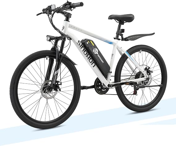EM200 Electric Bike,26 Adult E-Bike with Peak 500W Brushless Motor, 40+Miles 28Mph Commuting Electric Bicycle W/ 600Wh Removable Battery, 21-Speed Mountain EBike Lockable Front Suspension