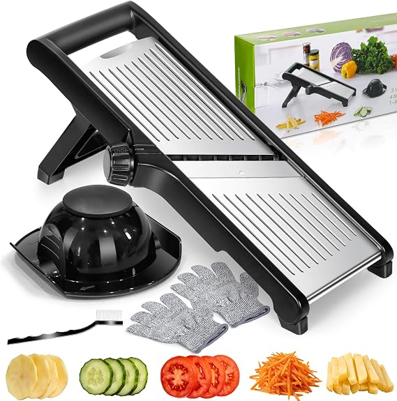 Mandoline Slicer, Adjustable Stainless Steel Vegetable Slicer for Kitchen