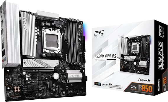 ASRock B850M Pro RS Micro-ATX AM5 Motherboard AMD Ryzen 9000/8000/7000 DDR5 8000+OC PCIe 5.0 WiFi 6E 2.5G LAN USB 3.2 Gen2 Type-C