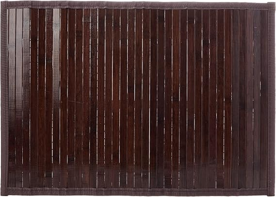 iDesign Formbu Bamboo Floor Mat Non-Skid, Water-Resistant Runner Rug for Bathroom, Kitchen, Entryway, Hallway, Office, Mudroom, Vanity, 17" x 24", Mocha Brown