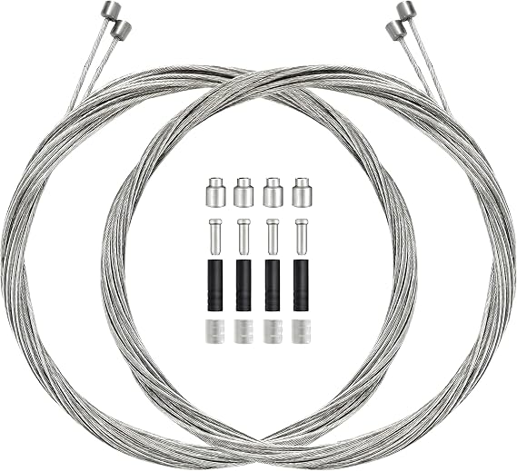 [4-PACK] Universal Bike Shifter Cable Kit - 1.2mm Galvanized Steel Derailleur Inner Wire for Mountain & Road Bikes (2.1m/1.55m) - Durable Replacement Set with 4 End Caps - Unbeatable Value Pack