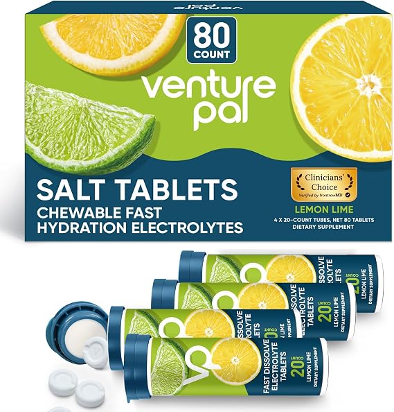 Venture Pal Chewable Electrolyte Tablets, 80 Count, Fast-Dissolve