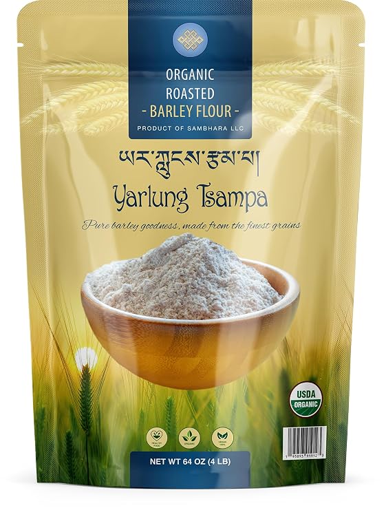 Yarlung Tsampa - Organic Roasted Tibetan Barley Flour - All Natural Food - Gluten Friendy - Vegan Barley Powder - NON-GMO - New Packaging Design for  Freshness (4 LB)