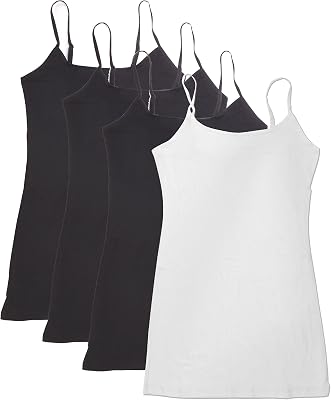 4 Pack Active Basic Womens Basic Tank Tops - Black, Black, Black, White - Medium