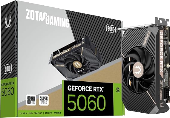 ZOTAC ゲーミング GeForce RTX 5060 Solo DLSS 4 8GB GDDR7 128ビット 28Gbps PCIE 5.0 ゲーミンググラフィックスカード SFF-Ready ウルトラコンパクトカード ZT-B50600G-10A。