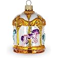 Golden Carousel Mini Glass Christmas Ornament
