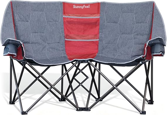 SUNNYFEEL Folding Double Camping Chair Oversized Loveseat for Adults