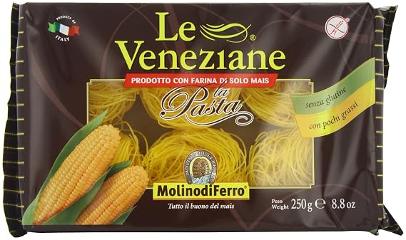 Le Veneziane Corn Pasta, Capallini 250g [Pack of 4]