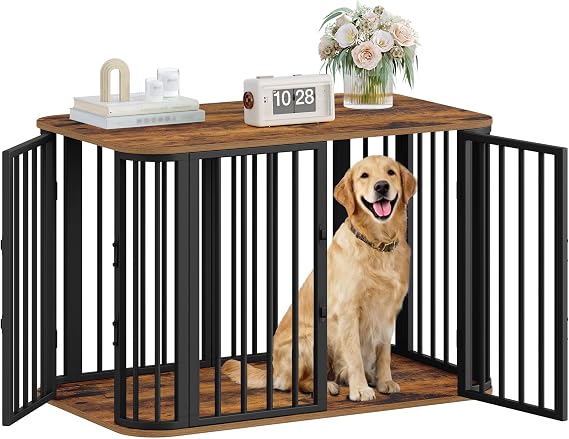 Hzuaneri 39.4'' L Dog Crate Furniture, Wooden Dog Kennel Indoor Dogs Cage