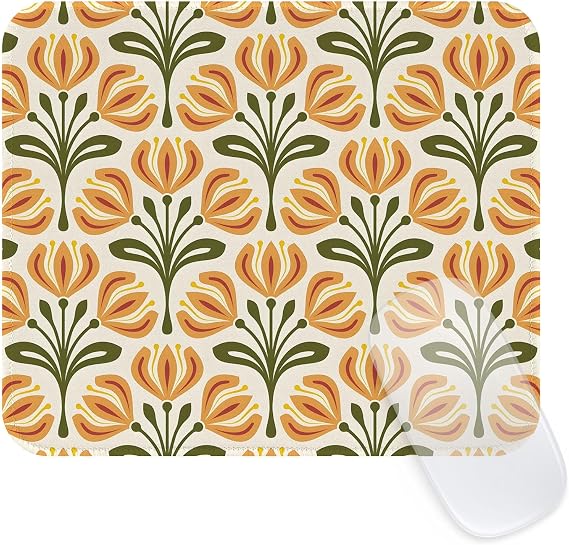 Seorsok Elegant Leaves & Floral Mouse Mat,Premium Textured Mouse Pads for Office Laptop,Washable Square Cute Mousepads with Extended Stitched Edges Non Slip Rubber Base 9.5"x7.8"x0.07" Inch