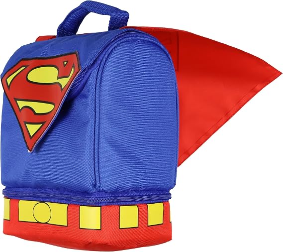 DC Comics Superman Lunch Box Dual Compartment Insulated Food Container Bag 10"