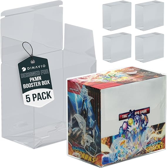 Dinavio Crafthouse PET Plastic Pokemon Booster Box Case - Pokemon Booster Box Showcase Protector - Pokemon Storage Box - 0.5 mm Thick Protective Pokemon Card Display Case (Pack of 5)