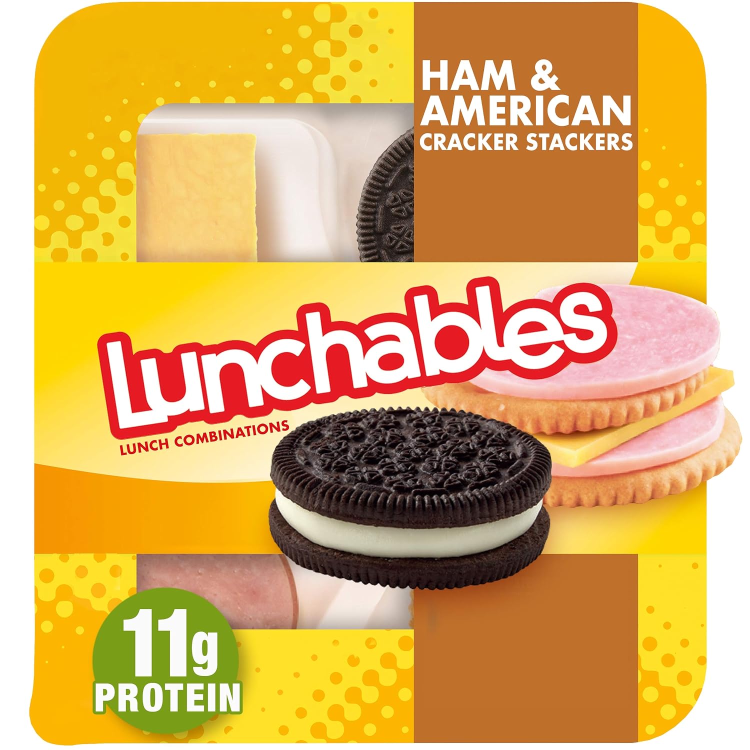 Lunchables Ham & American Cheese Cracker Stackers Snack Kit with Chocolate Sandwich Cookies, 3.4 oz Tray