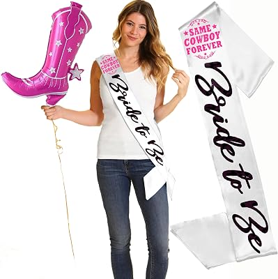 Same Cowboy Forever Bachelorette Decor - BRIDAL GRADE SATIN Bride to Be Sash - Funny Western Cowgirl Party Supplies