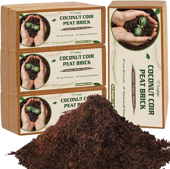 Legigo 8 Pack Coco Coir Bricks 11.2lb, 100% Organic Coconut Coir Fiber Potting Soil for Plants, Compressed Coco Peat Seed Starter, Coconut Husk Potting Mix for Indoor & Outdoor Plants, Gardening