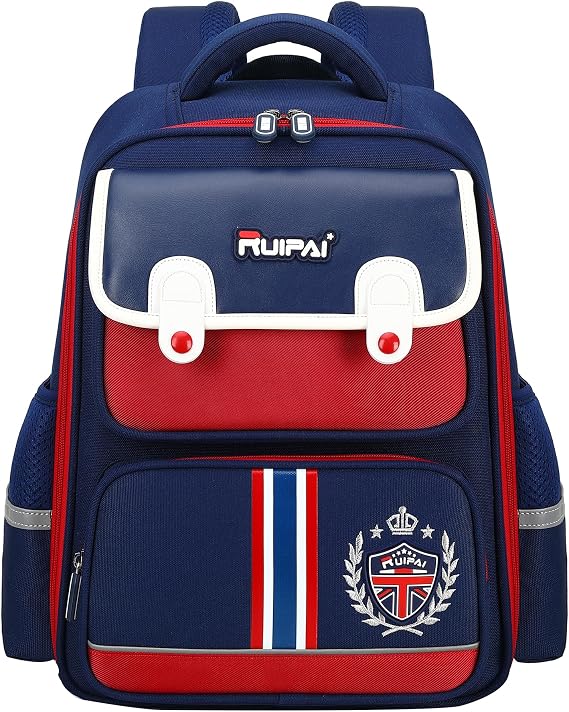 JiaYou Lightweight Primary School Backpack Large Capacity Bookbag Water-Resistant Daypack for Boys and Girls(Red,17 Liters)