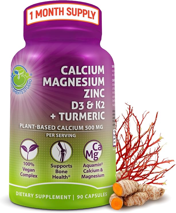 Plant Based Calcium 500mg (Aquamin) - Vegan Calcium Magnesium Zinc D3 K2