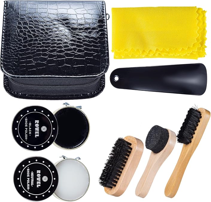 YUET Shoe Polish Kit Cleaning Shine Care Barrel Set