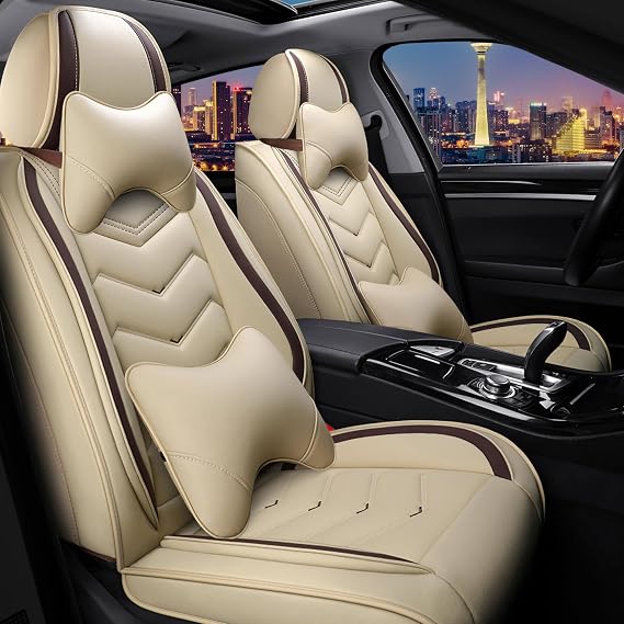 CTDS Car Seat Covers for Jeep Grand Cherokee L 2021-2026, Stylish Sport Seat Cover, Premium Nappa Leather Car Seat Cover. Automobile Seat Covers Sets.(Luxury 2 Seats/Beige)