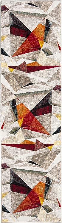 SAFAVIEH Porcello Collection Accent Rug - 2'3" x 4', Light Grey & Orange, Modern Abstract Design, Non-Shedding & Easy Care, Ideal for High Traffic Areas in Entryway, Living Room, Bedroom (PRL6940F)