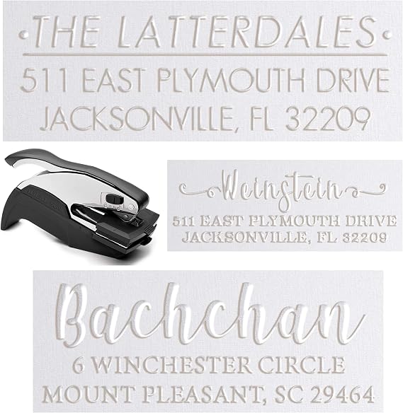 15+ Embosser Designs Personalized Custom Address Embosser Seal Desk Handheld Wedding Invitation Seal Embosser Personalized Customized 2" x 1" (Rectangle Embosser3)