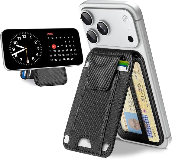 TopMade for MagSafe Wallet with Stand, 9 Cards Holder, Privacy Flap Cover