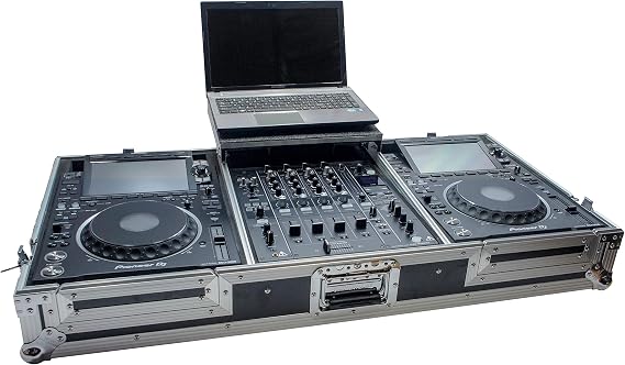 Flight Case with Laptop Tray Fits Pioneer DJM-900NXS2 Mixer Harmony Cases | Sliding Computer Platform, Rugged DJ Touring Protection, Custom Interior Fit, Secure Road Transport for Gigs and Events