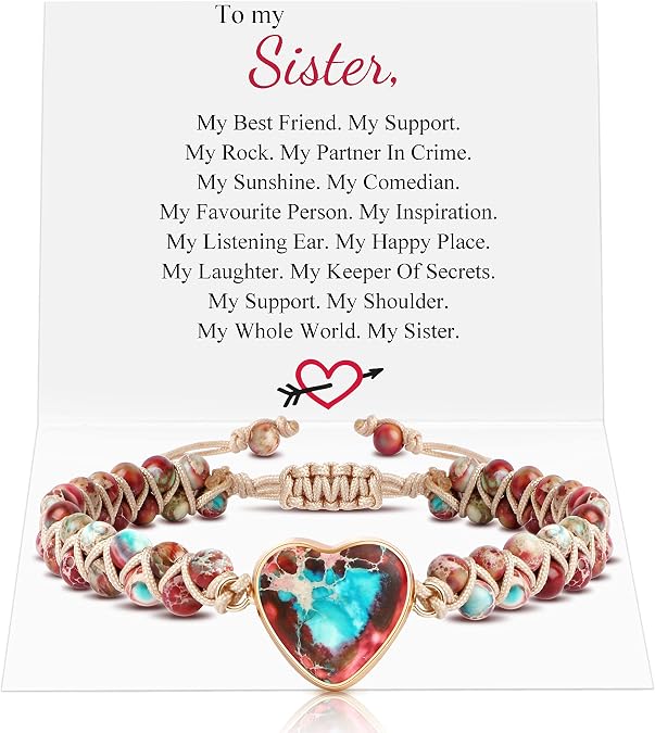 Handmade Beaded Bracelets for Women, Gifts for Women, Jasper Heart Bracelet