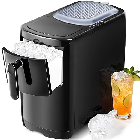Antarctic Star Portable Countertop Ice Maker with Self-Cleaning, 18Lbs/24H, One-Touch Operation, Ice Scoop for Home, Kitchen, Office(Black)