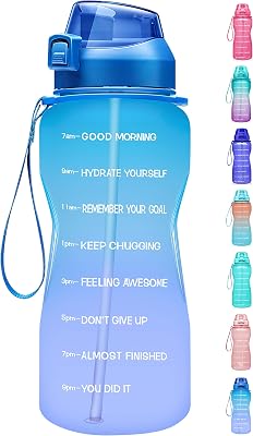 Fidus Large Half Gallon64oz Motivational Water Bottle with Time Marker & Straw,Leakproof Tritan BPA Free Water Jug,Ensure You Drink Enough Water Daily for Fitness,
