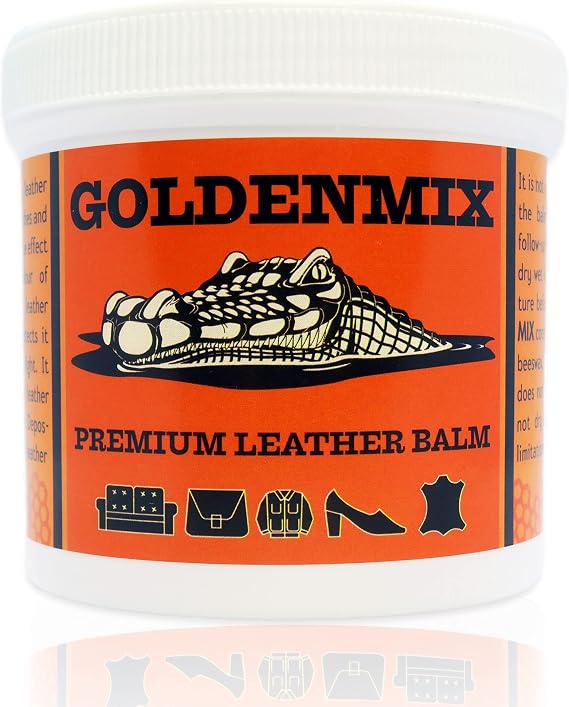 GOLDENMIX Beeswax Leather Care Balm - Protector, Conditioner, Polish, Cleaner, and Waterproofing Cream for Shoes, Boots, Car Interior, Purses, Saddle, Furniture, Bags, Upholstery & Jackets