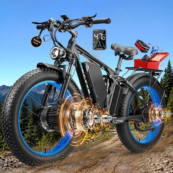 Electric Bike for Adult, 9000W Peak Dual Motor Ebike 60V 30Ah Battery