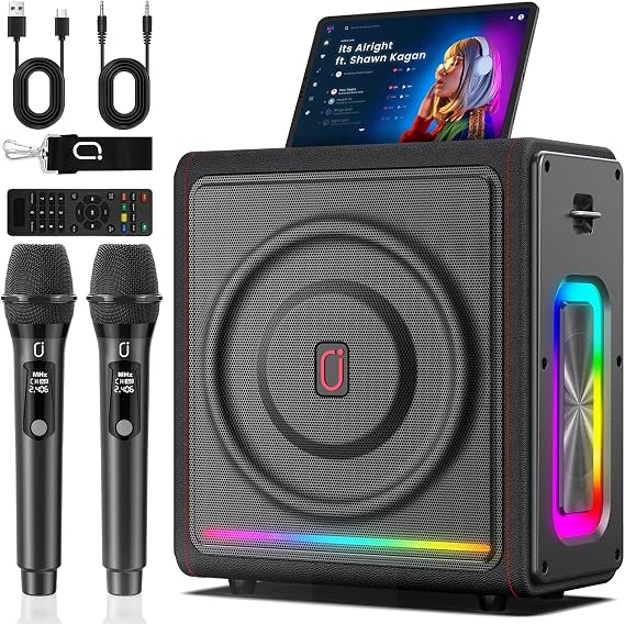 Karaoke Machine for Adults with Bass/Treble/Echo Adjustment, 300W PA System