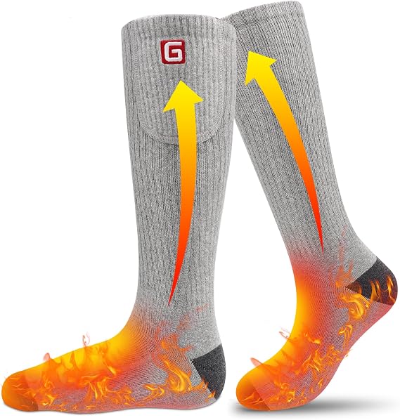 Rabbitroom Heated Socks for Men Women Rechargeable Washable Winter Electric Thermal Heated Socks Foot Warmer 6-12 USA Size