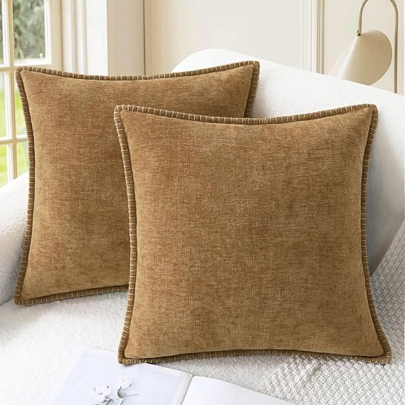 CaliTime Decorative Couch Throw Pillow Covers 16 X 16 Inches Apricot Brown