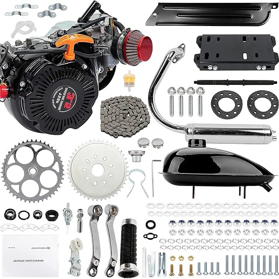 100cc 4-Stroke Bicycle Gasoline Engine Motor Scooter Kit Single Cylinder Air Cooling Engine for Motorized Bicycle 26-28inch Bike