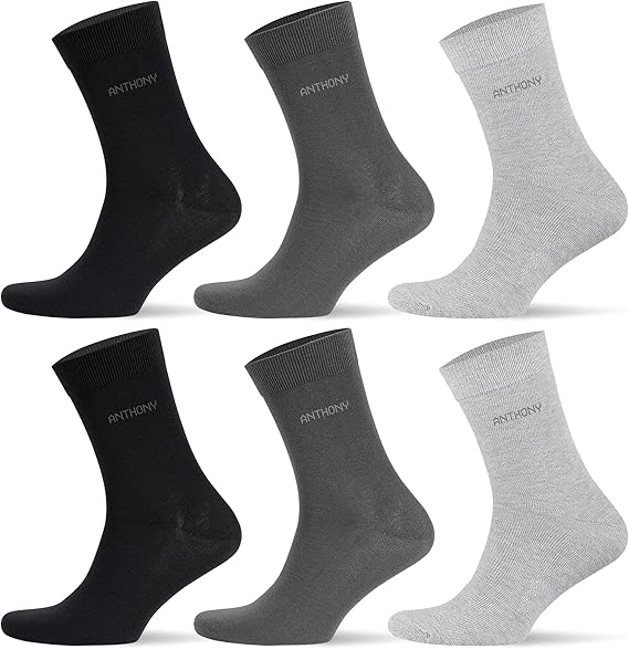 Anthony Jackson 6 Double Box BAMBOO Premium Classic Men's Socks