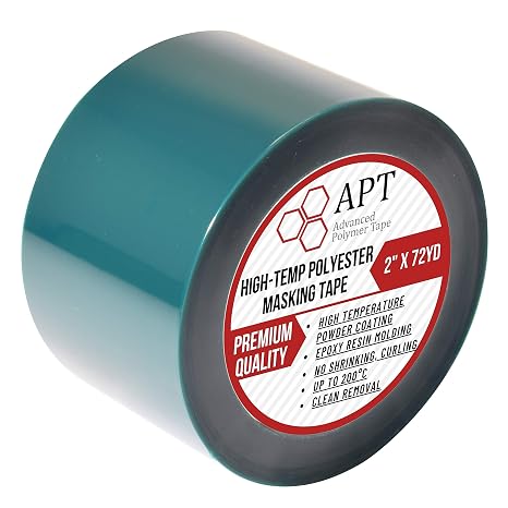 APT Polyester Tape with Silicone Adhesive, High Temperature, 3.5 Mil Thickness, Powder Coating, E-Coating (1, 2" x 72Yds)