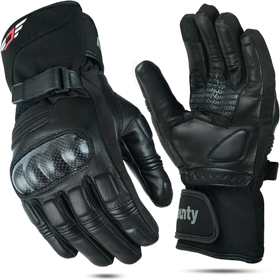 JAUNTY Winter Motorcycle Gloves for Men and Women Warm Thinsulate Waterproof Touchscreen Leather Riding Gloves with Carbon Fiber Knuckle ATV BMX Motocross Gloves for Riding