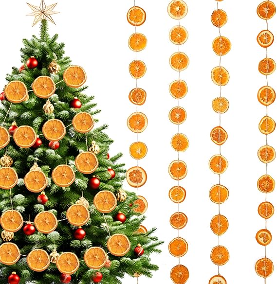 Christmas Decorations, 6.6 FT Rustic Dried Orange Slice Garland for Mantle