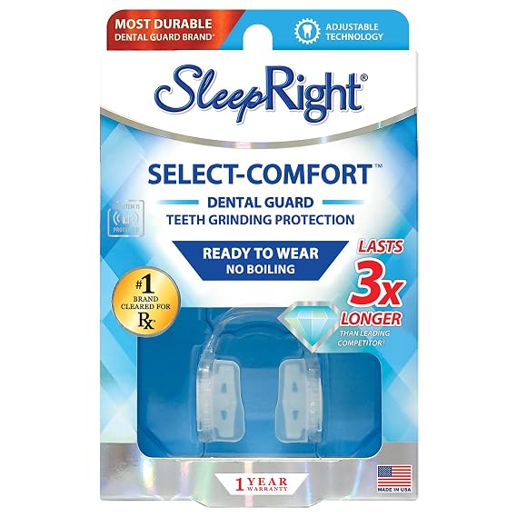 SleepRight Select-Comfort Night Guard for Teeth Grinding & Bruxism | Protects teeth from nighttime grinding and clenching. No boil custom fit design with secure comfort.