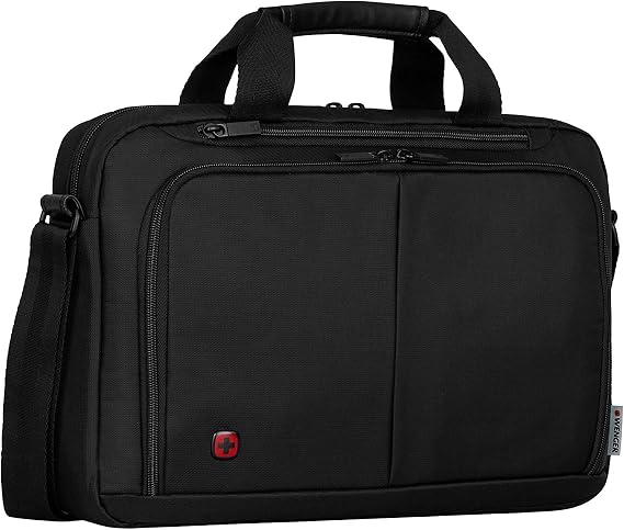 Wenger 601064 SOURCE 14" Laptop Briefcase, Padded laptop compartment with iPad/Tablet/eReader Pocket in Black (6 Litres)