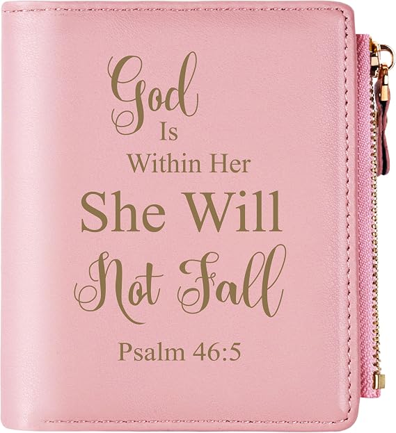THTCSQ Christian Gifts for Women,Leather Wallet,Personalized Engraved Wallet,Bible Verse Faith Religious Birthday Inspiring Gifts (Psalm 46:5)