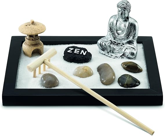 InGenious Desk Top Zen Garden - Miniature Indoor Karesansui with Zen Inspired Accessories